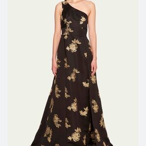 Elegant Black and Gold One-Shoulder Dress